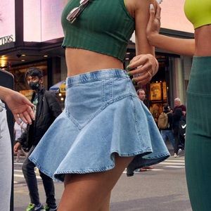 Aerie Denim Corset Circle Skirt NWT